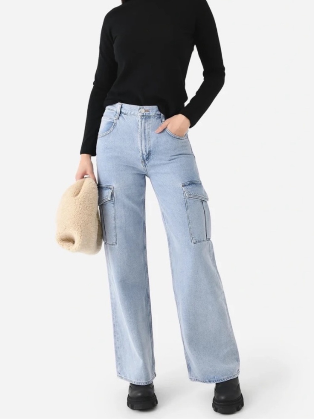 AGOLDE Light Blue Wide-Leg Cargo Minka Jeans